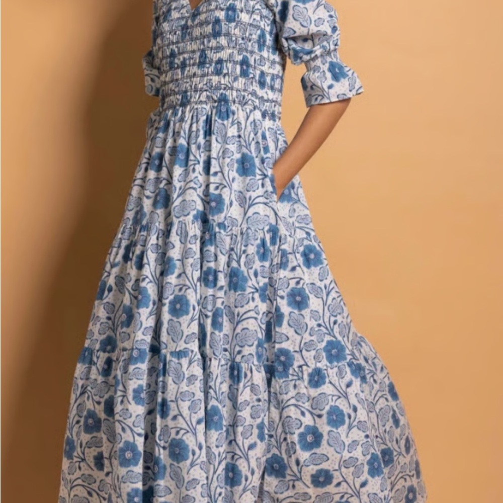 Daydress V-neck Masha Dress Blue Poppies